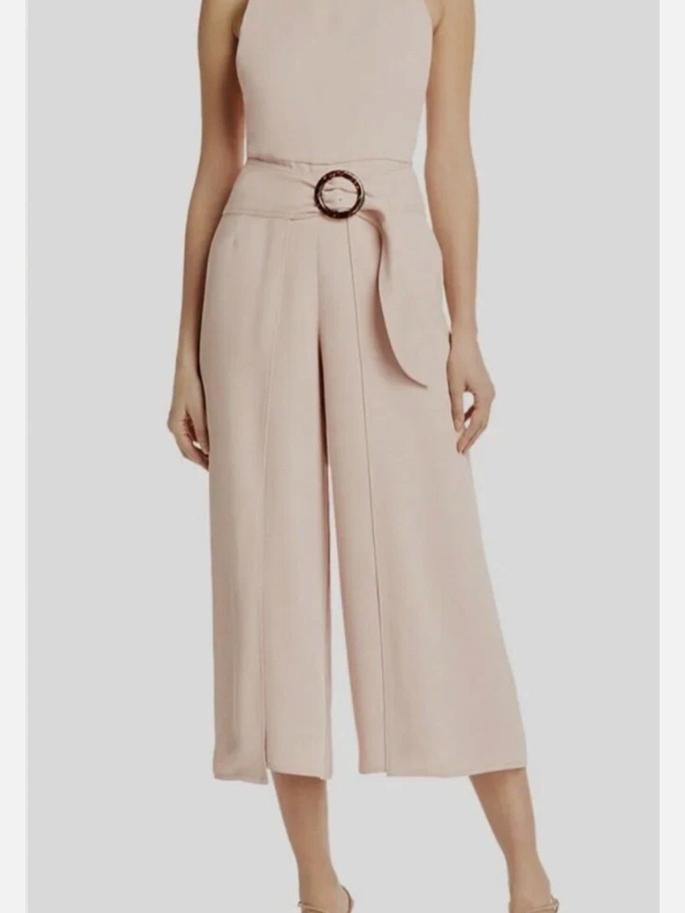 Joie Wide-Leg Crop Pants with Belt - Blush
